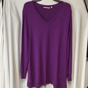 Soft Surroundings Rich Purple Long Sleeve V-Neck Top